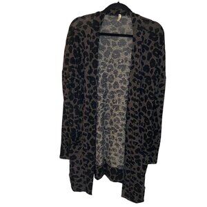 BEESON RIVER Women Sz M LEOPARD Animal PRINT Open CARDIGAN‎ Sweater Western Boho